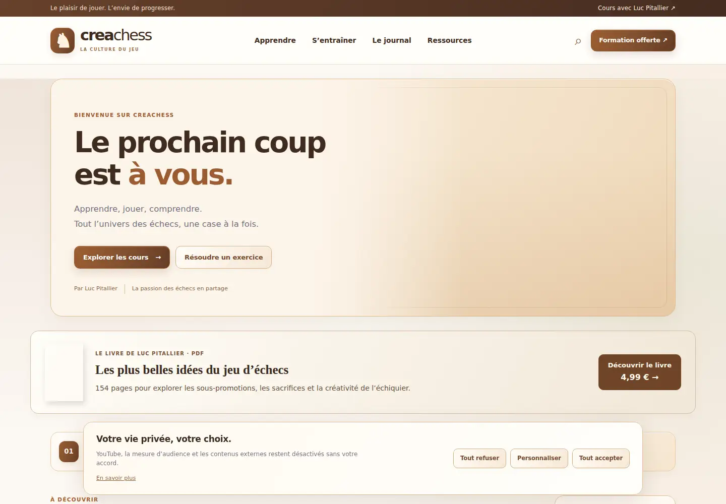 Screenshot of creachess.com