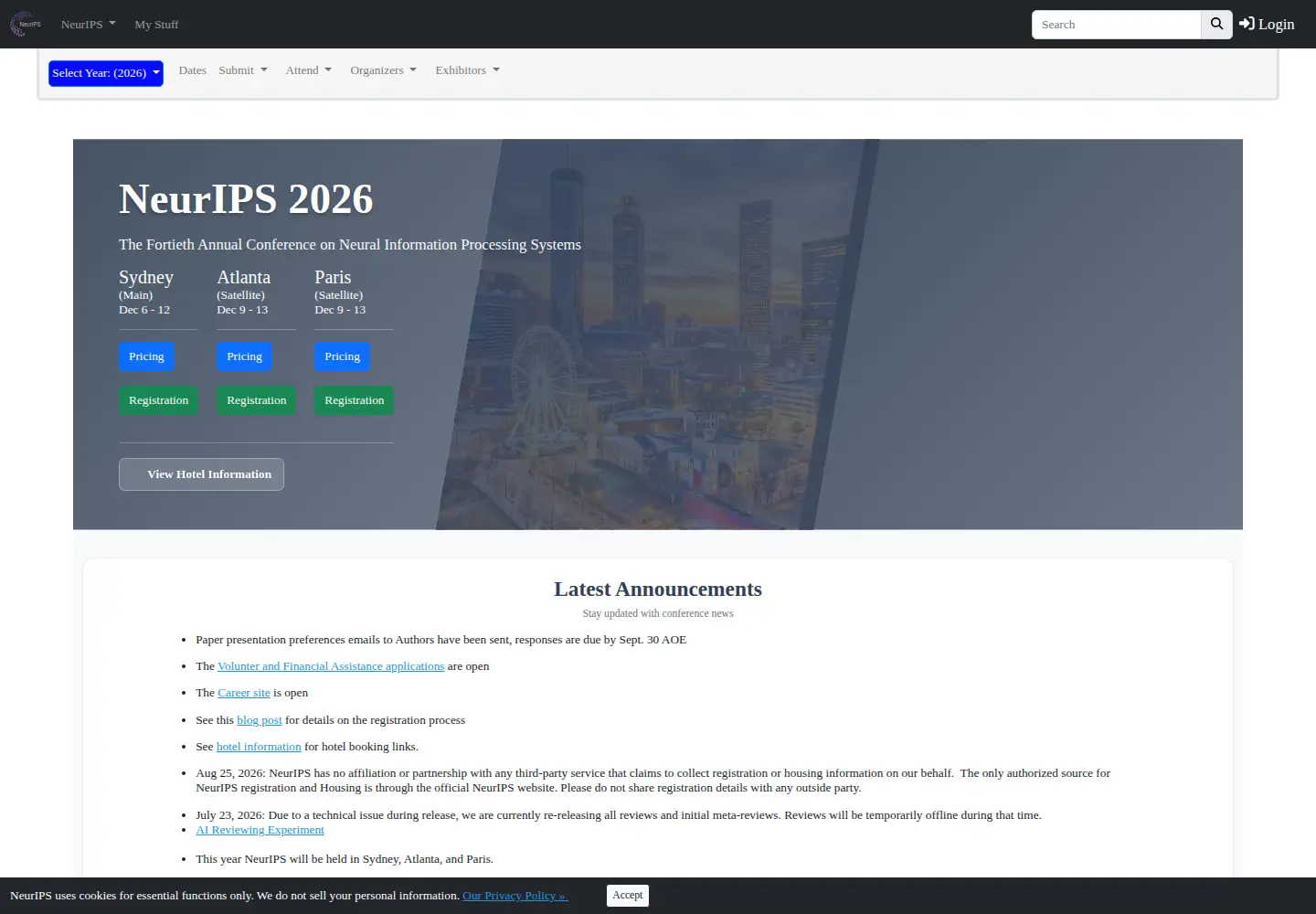 Screenshot of nips.cc