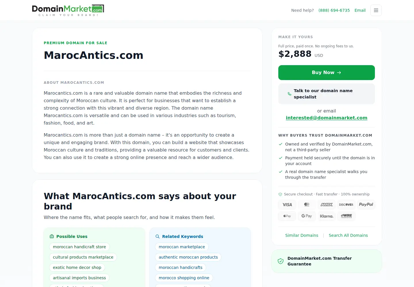 Captured homepage of marocantics.com in the current scan