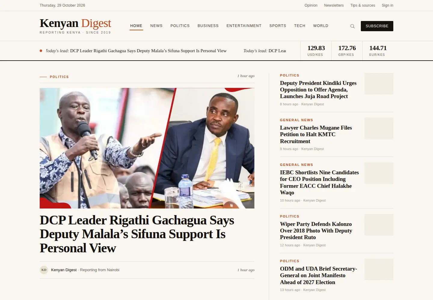 Screenshot of kenyandigest.com