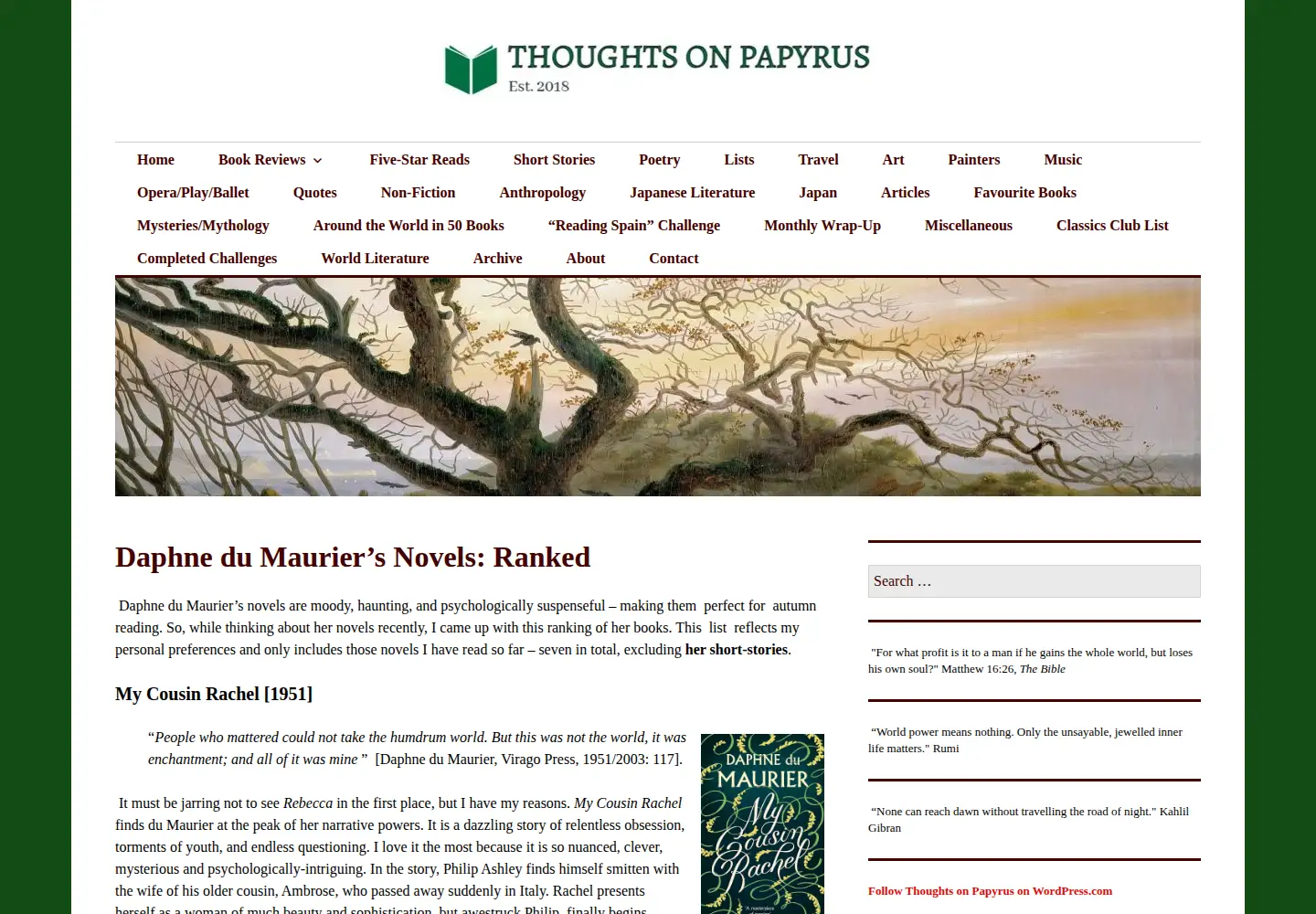 Screenshot of thoughtsonpapyrus.com