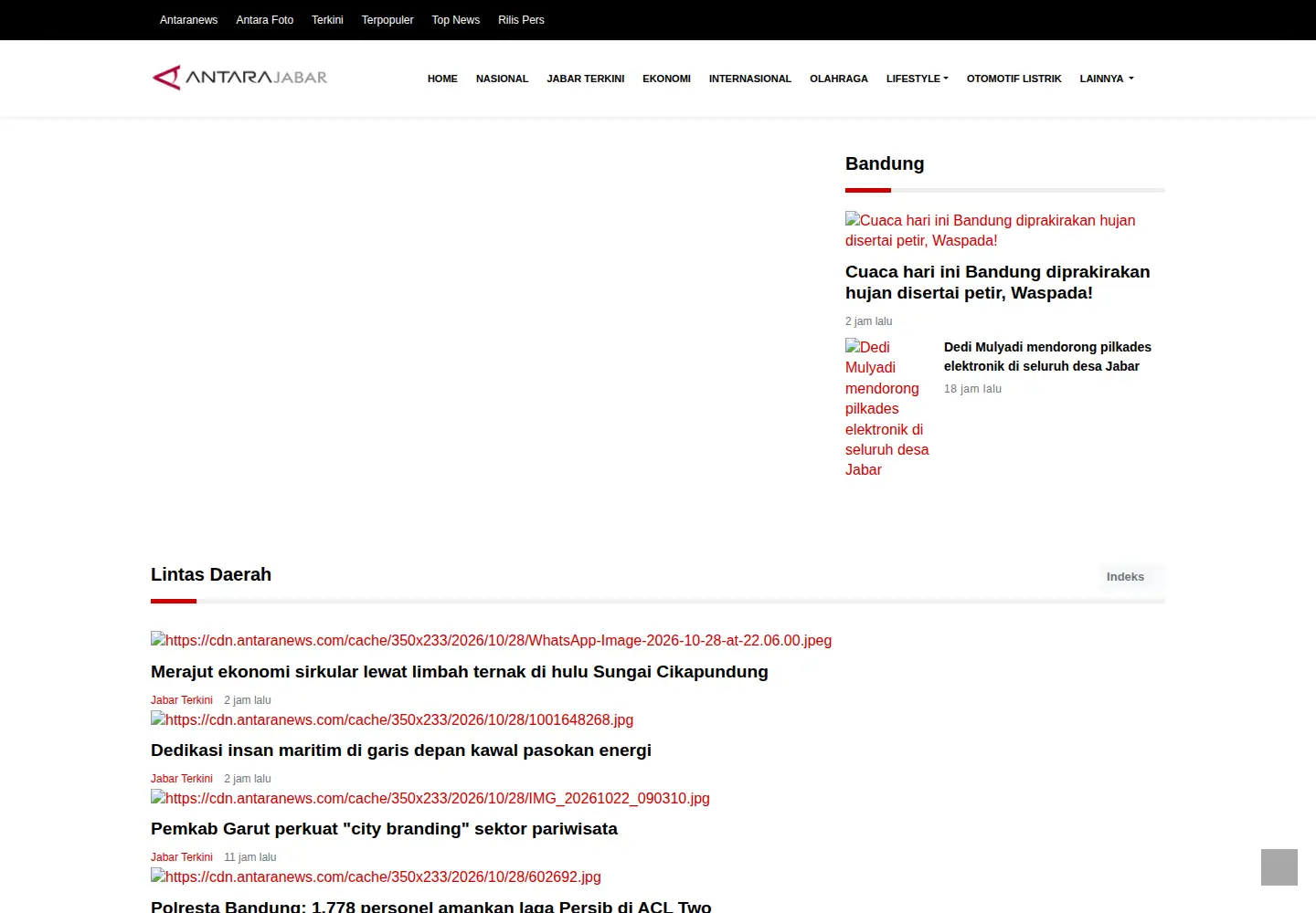Captured homepage of antarajabar.com in the current scan