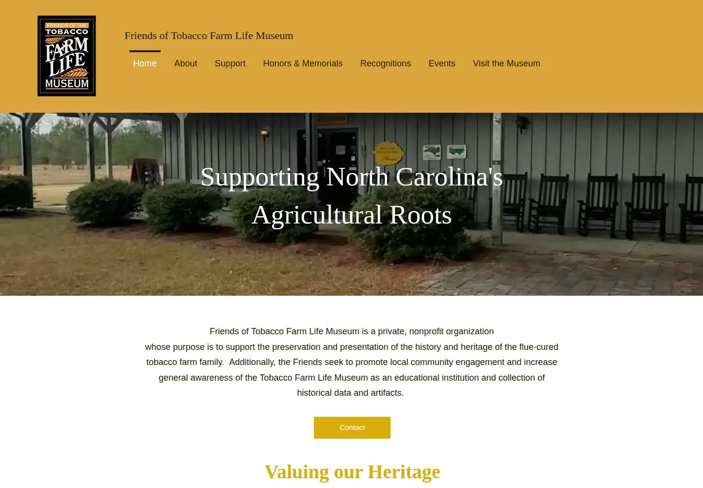Captured homepage of tobaccofarmlifemuseum.org in the current scan