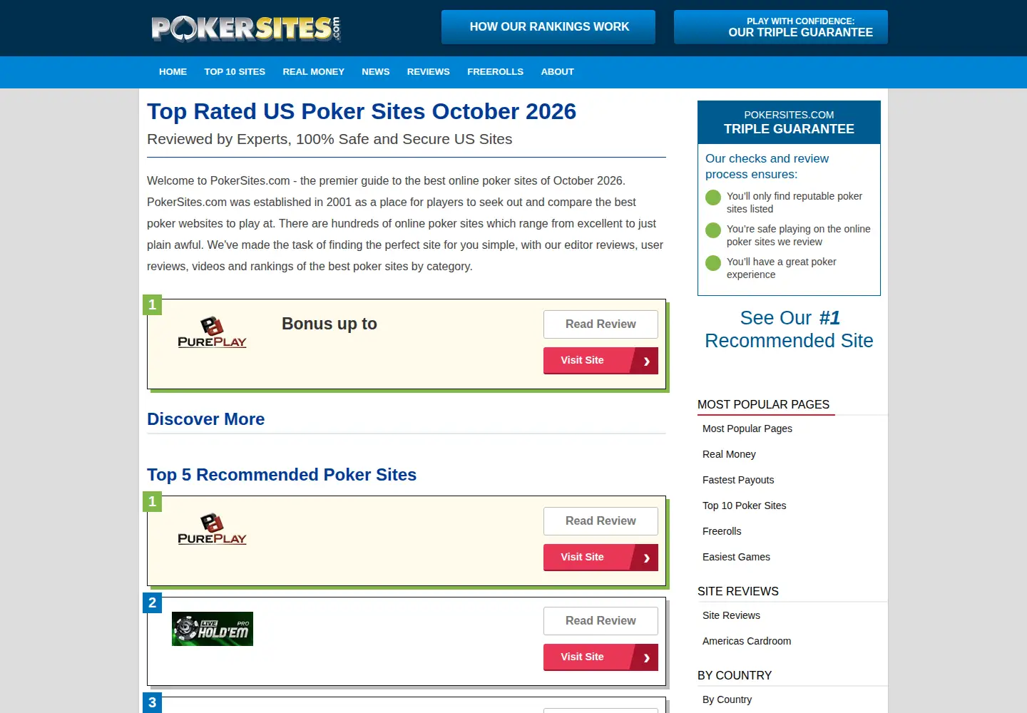 Captured homepage of pokersites.com in the current scan