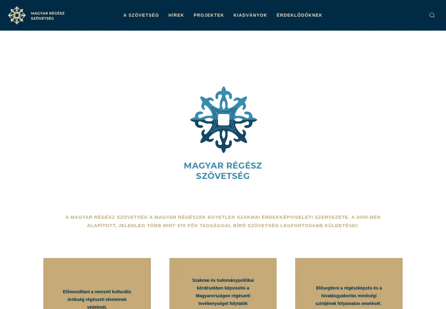 Captured homepage of regeszet.org.hu in the current scan