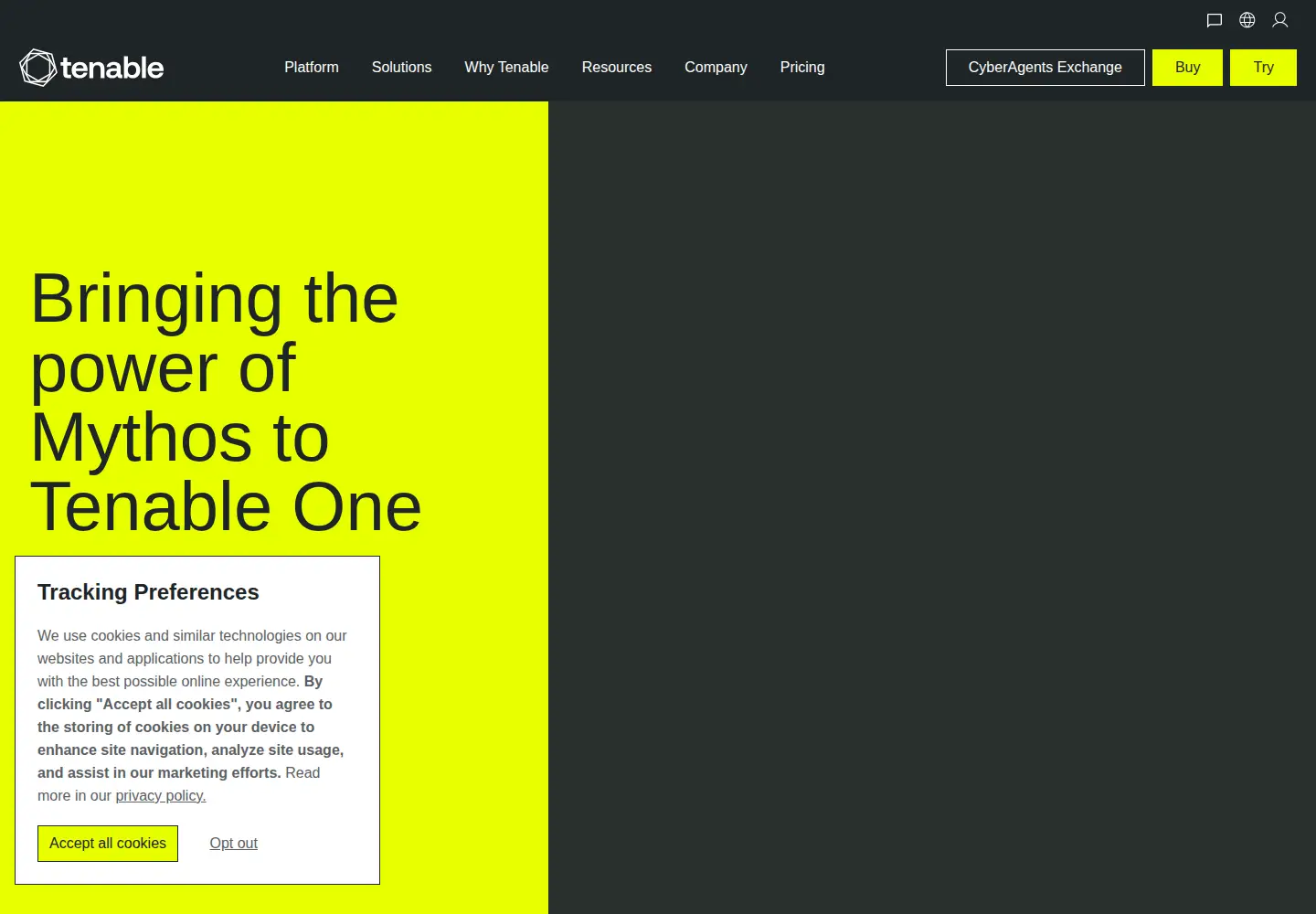 Screenshot of tenable.com