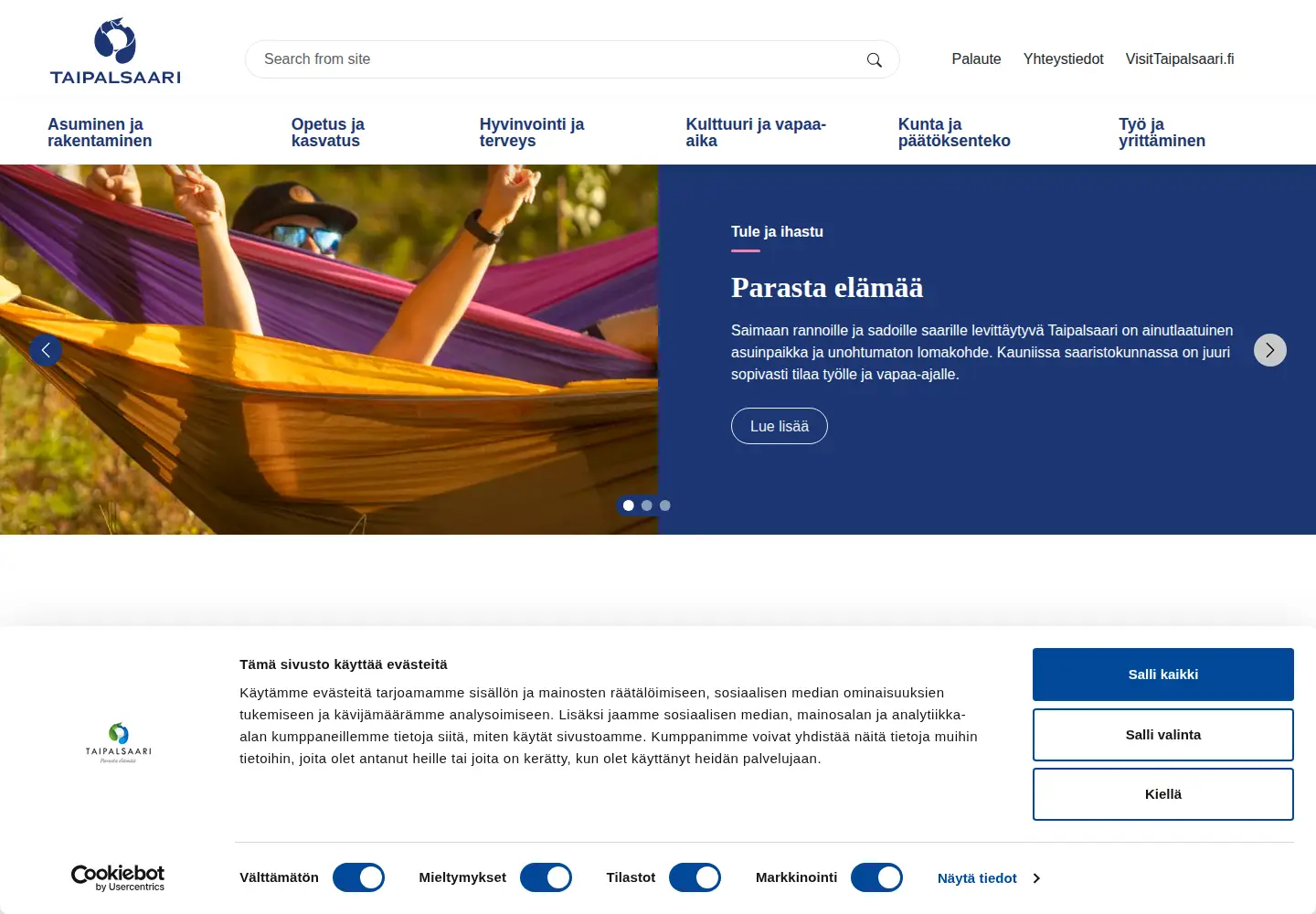 Captured homepage of taipalsaari.fi in the current scan