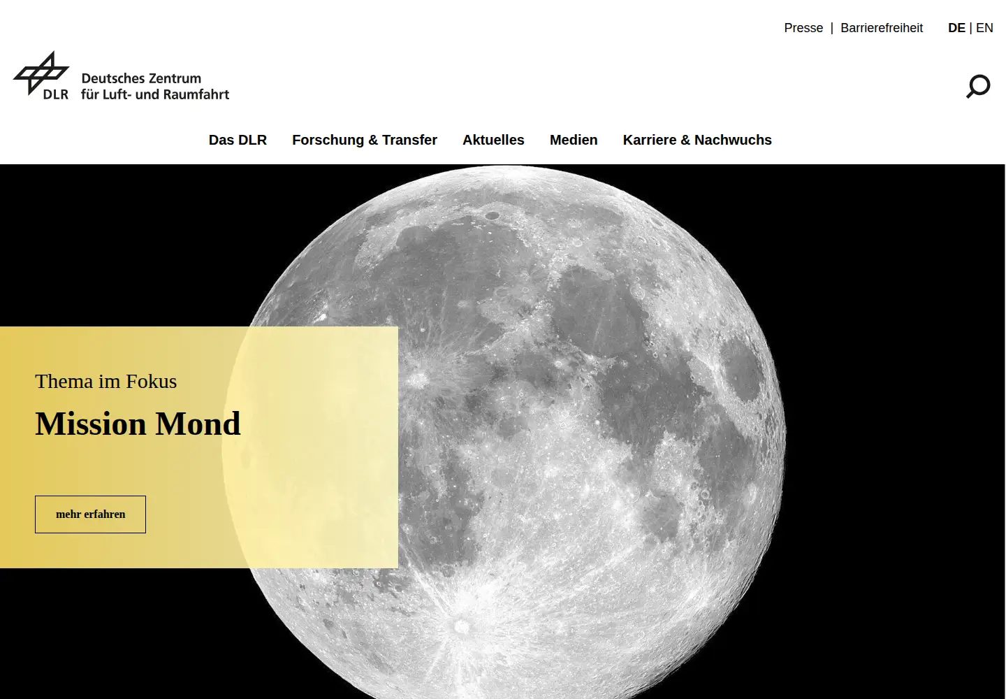 Screenshot of dlr.de