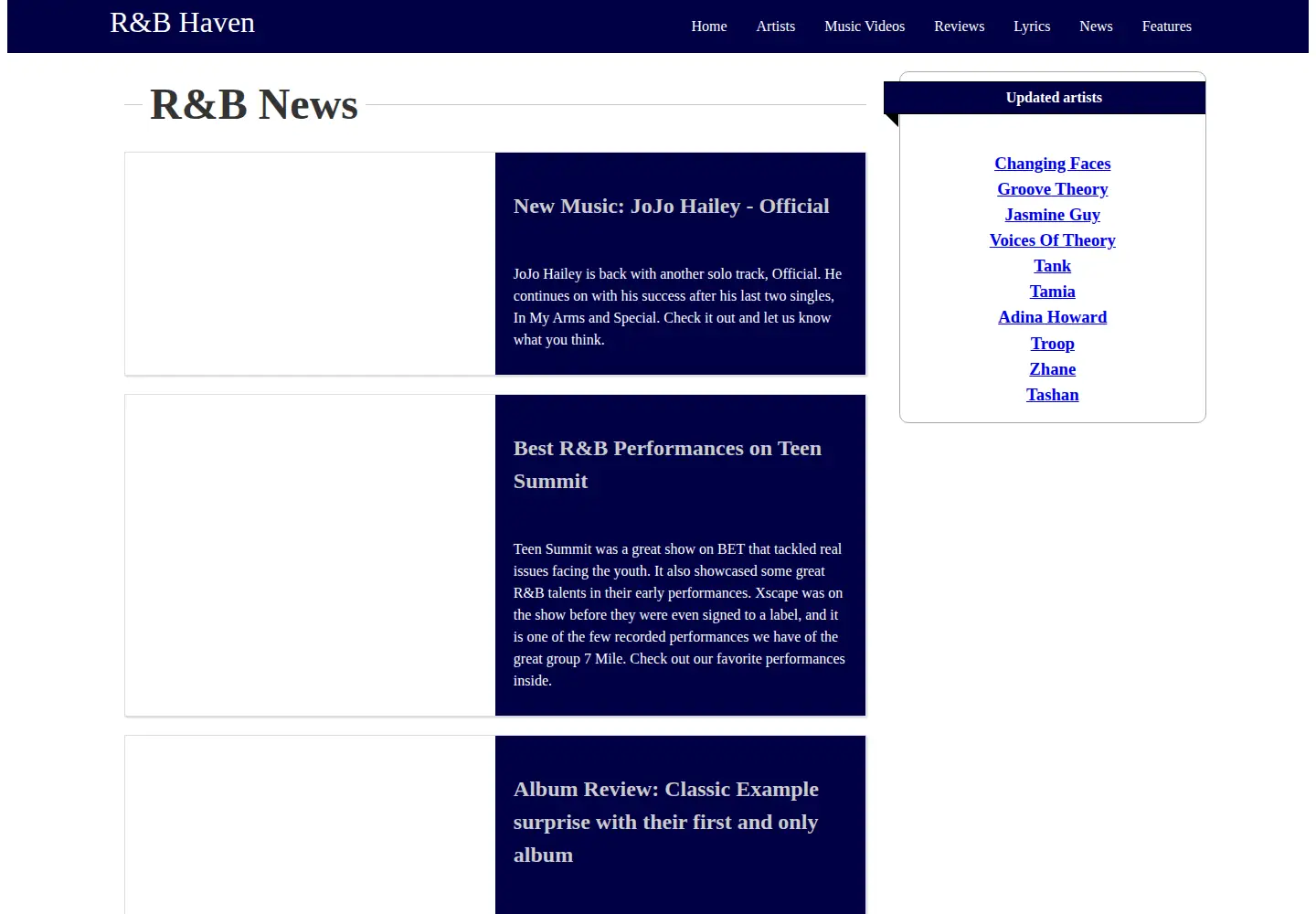 Screenshot of rnbhaven.com