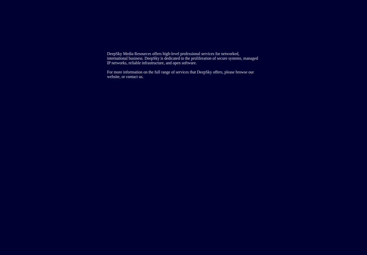Captured homepage of deepsky.com in the current scan