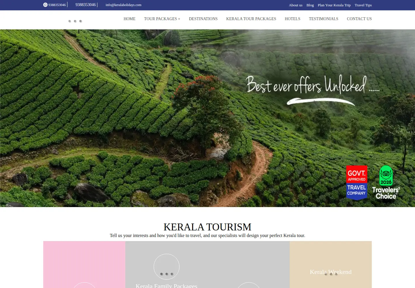 Captured homepage of keralaholidays.com in the current scan