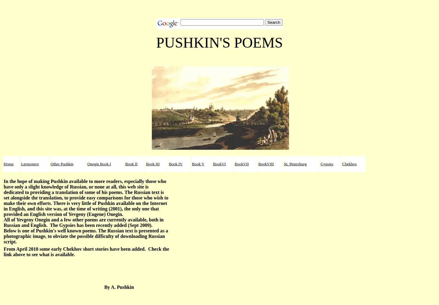 Screenshot of pushkins-poems.com