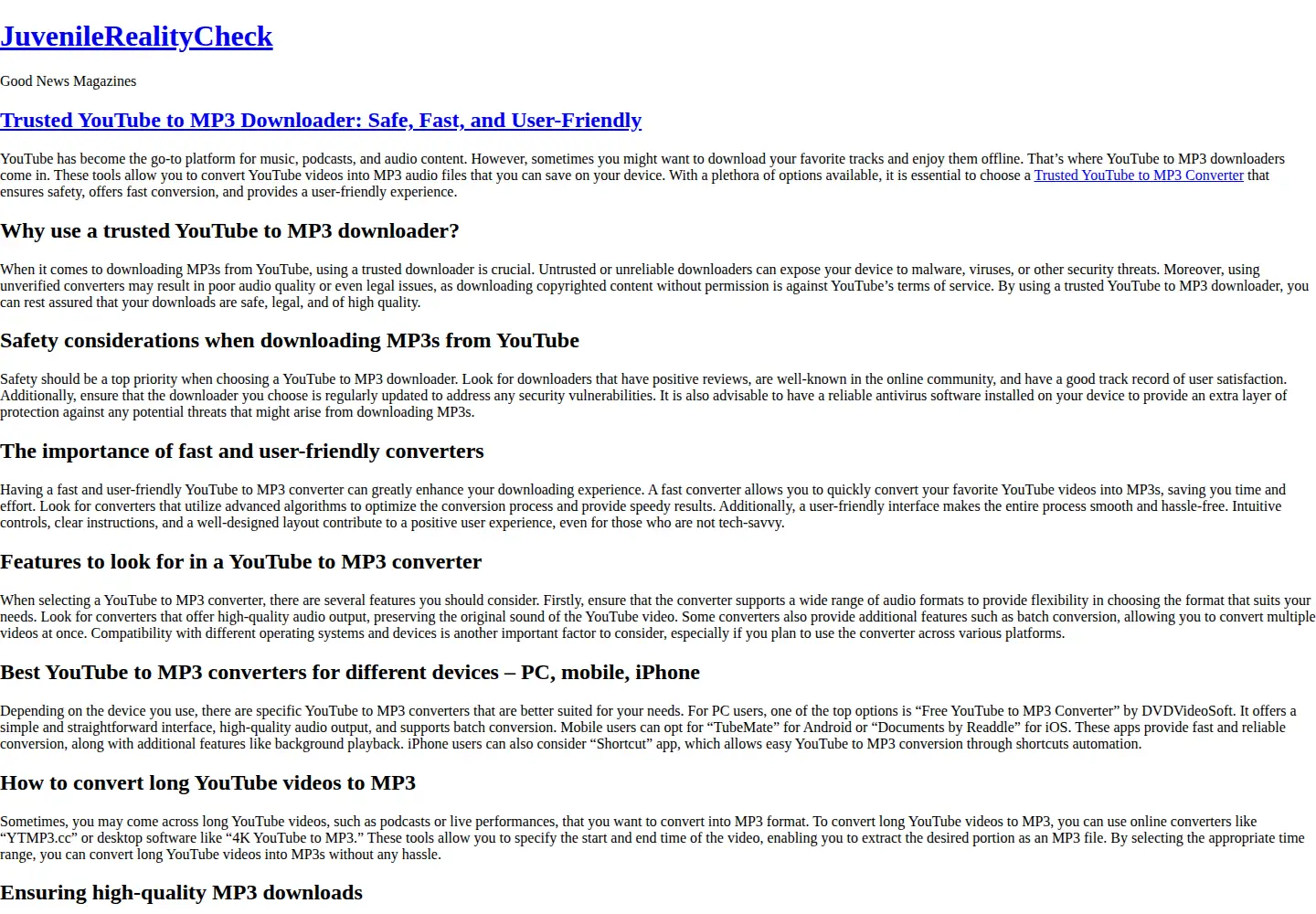 Screenshot of juvenilerealitycheck.com