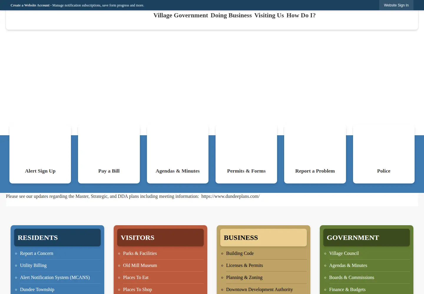 Captured homepage of dundeevillage.net in the current scan