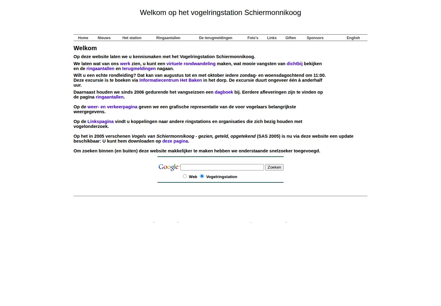 Captured homepage of vogelringschier.nl in the current scan