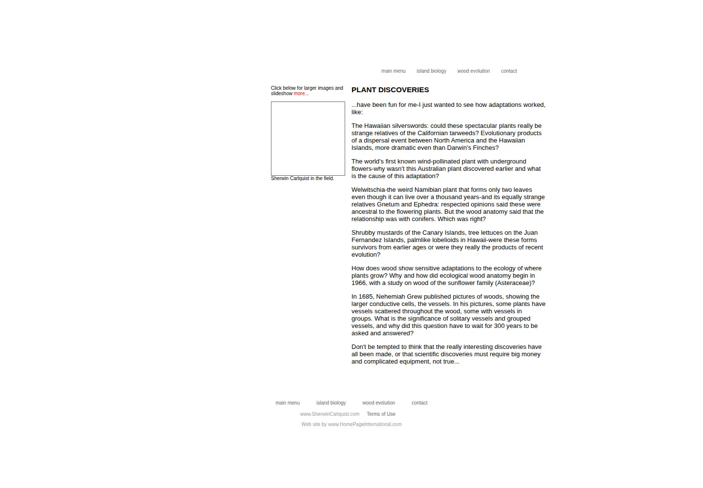 Screenshot of sherwincarlquist.com