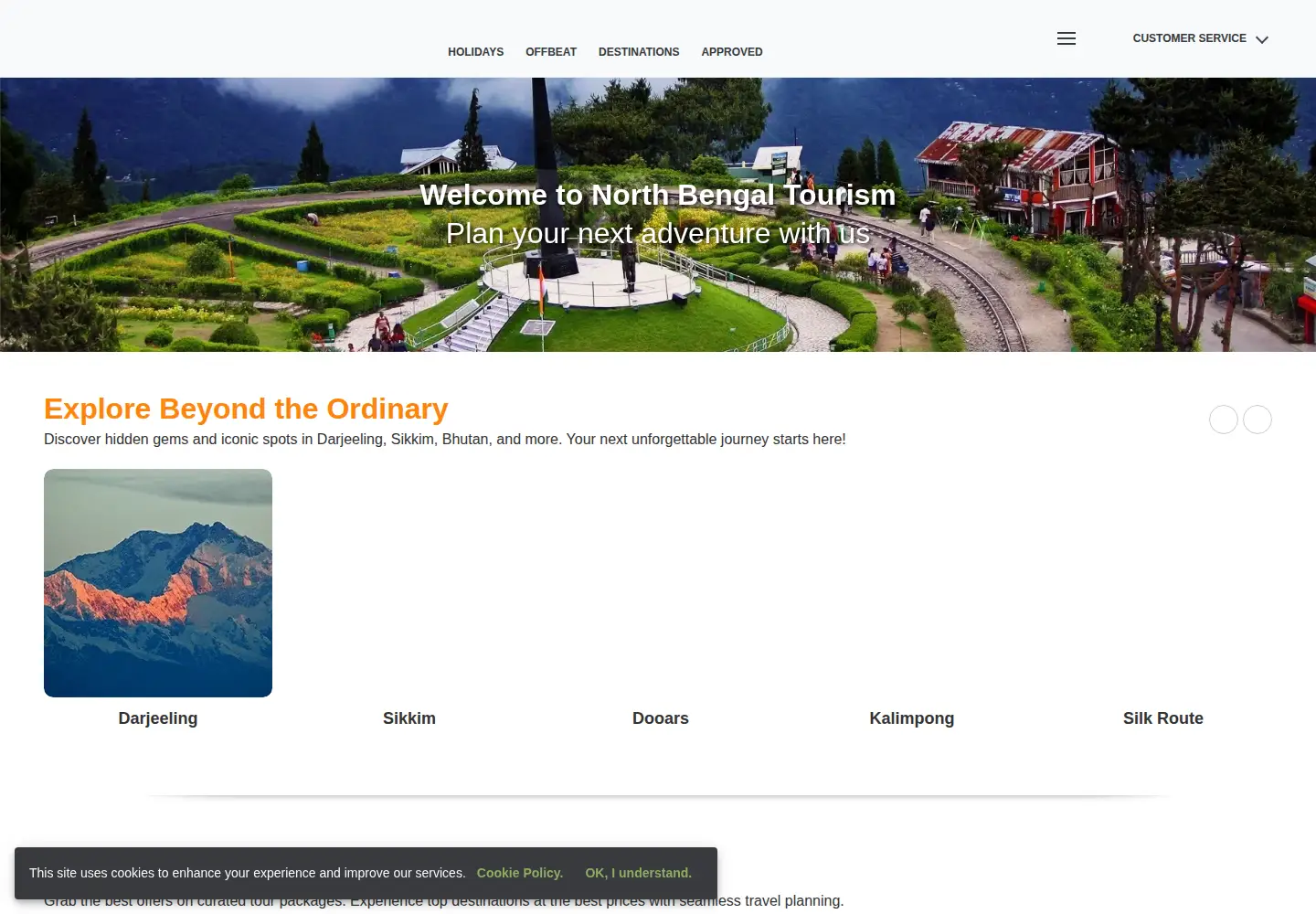 Captured homepage of northbengaltourism.com in the current scan