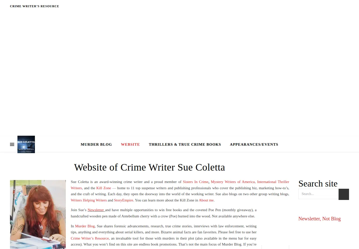 Screenshot of suecoletta.com