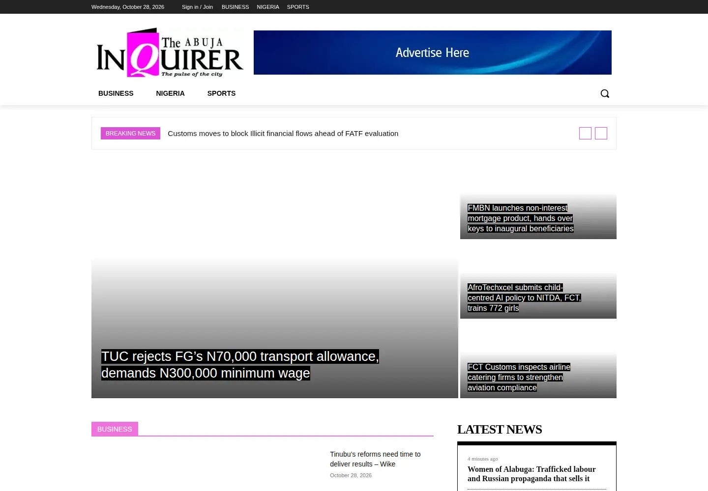 Screenshot of theabujainquirer.com