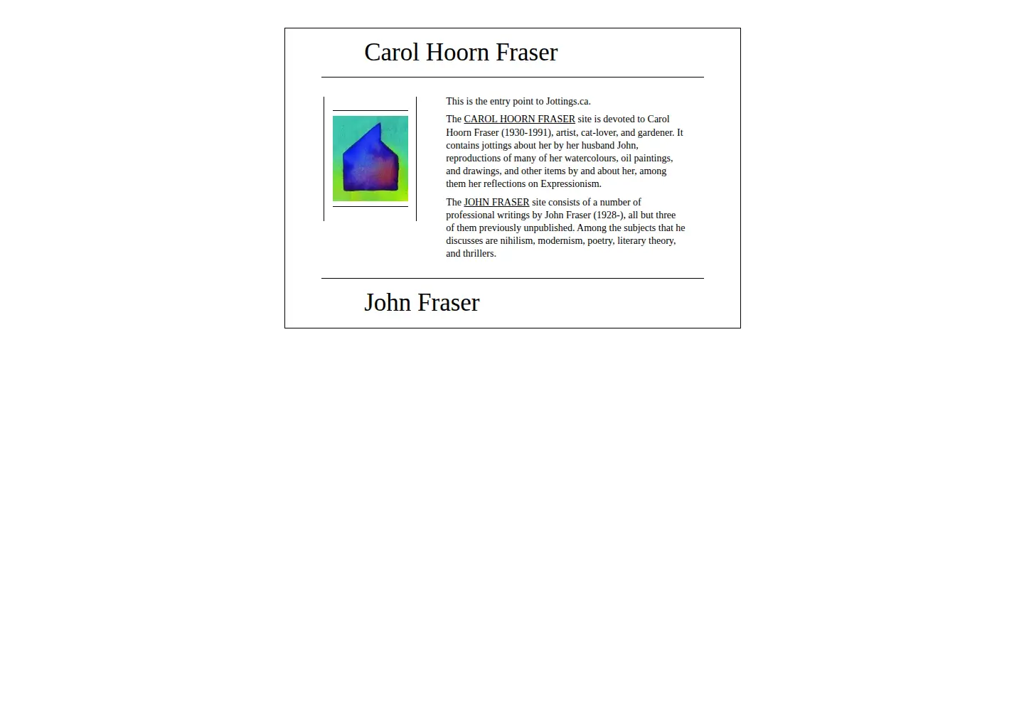 Screenshot of jottings.ca
