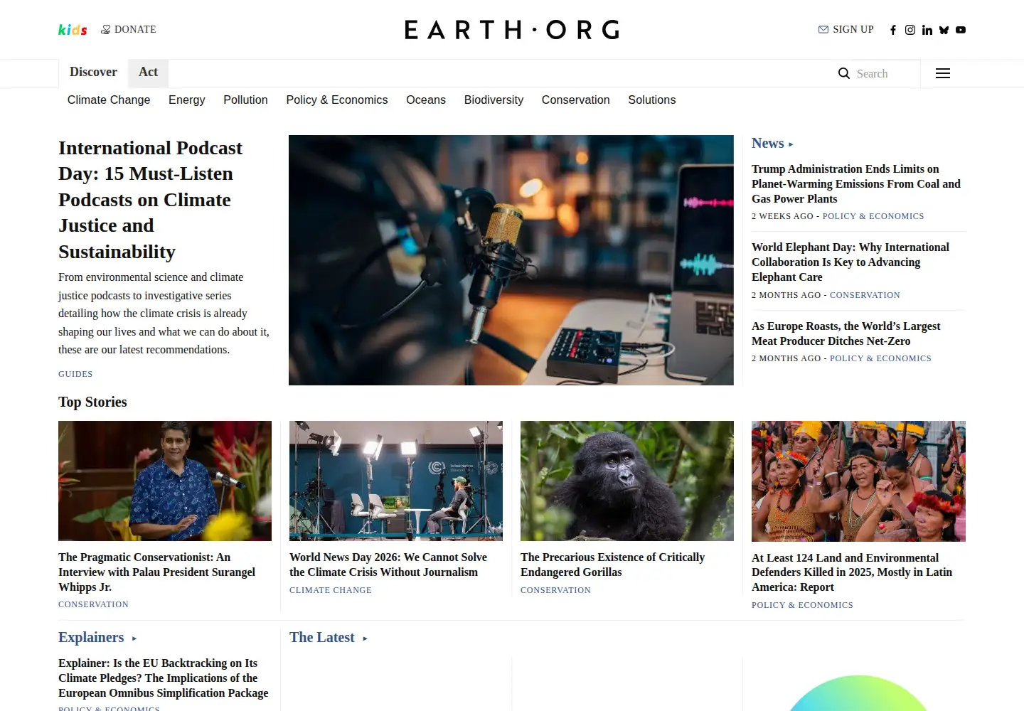 Screenshot of earth.org