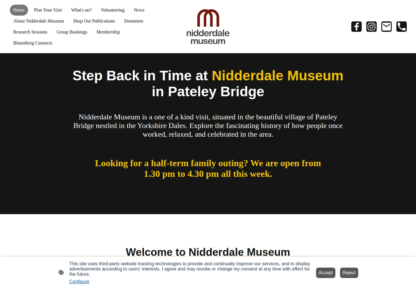 Captured homepage of nidderdalemuseum.com in the current scan