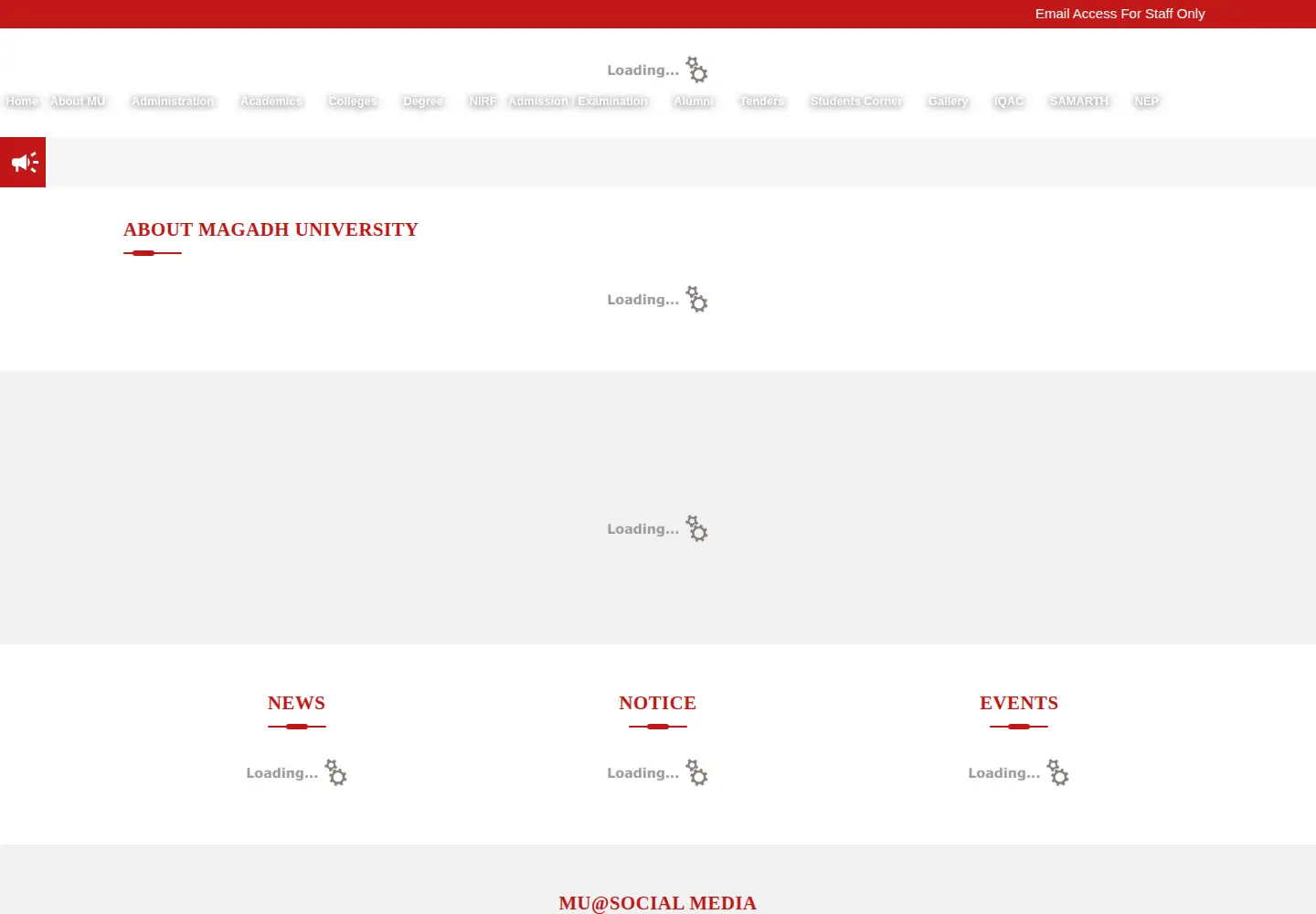 Screenshot of magadhuniversity.ac.in