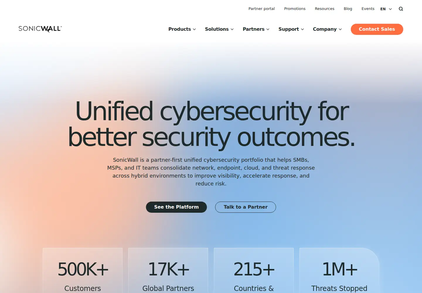 Screenshot of sonicwall.com