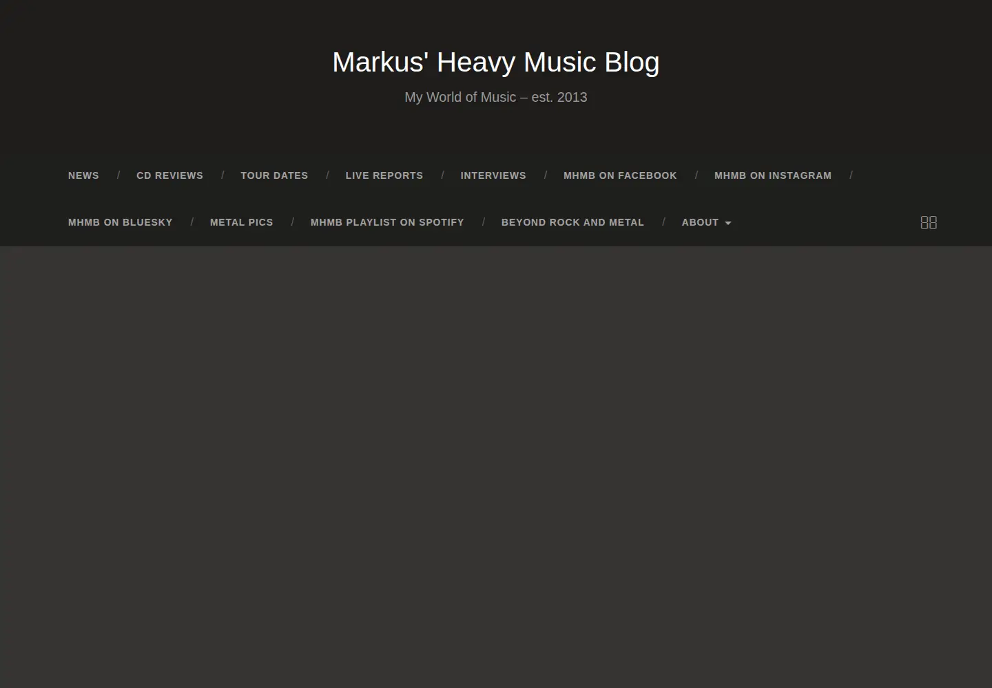 Captured homepage of markusheavymusicblog.org in the current scan