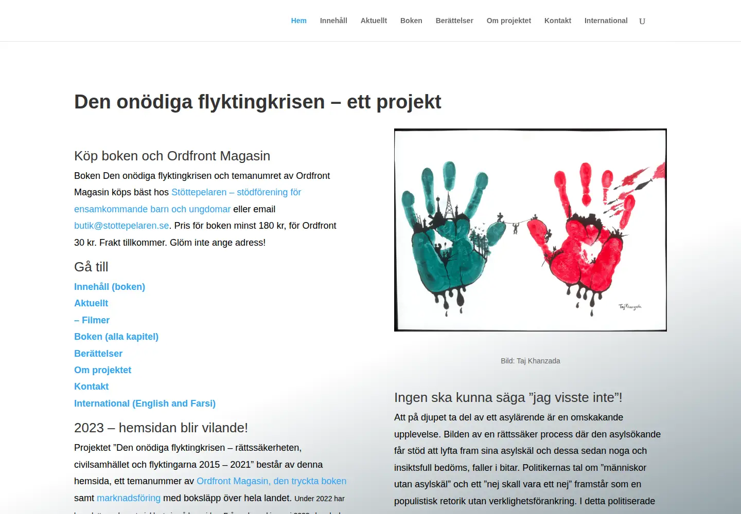 Screenshot of onodigaflyktingkrisen.se