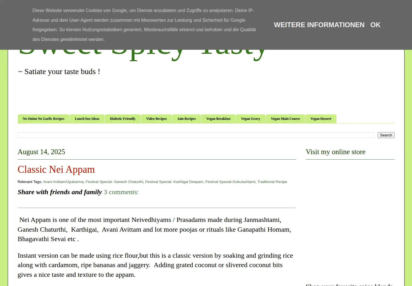 Screenshot of sweetspicytasty.com