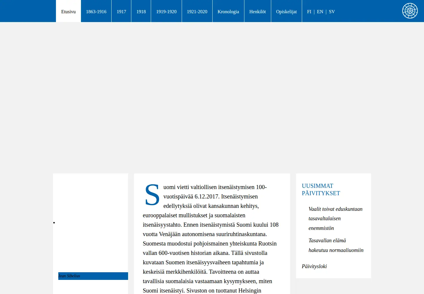 Captured homepage of itsenaisyys100.fi in the current scan