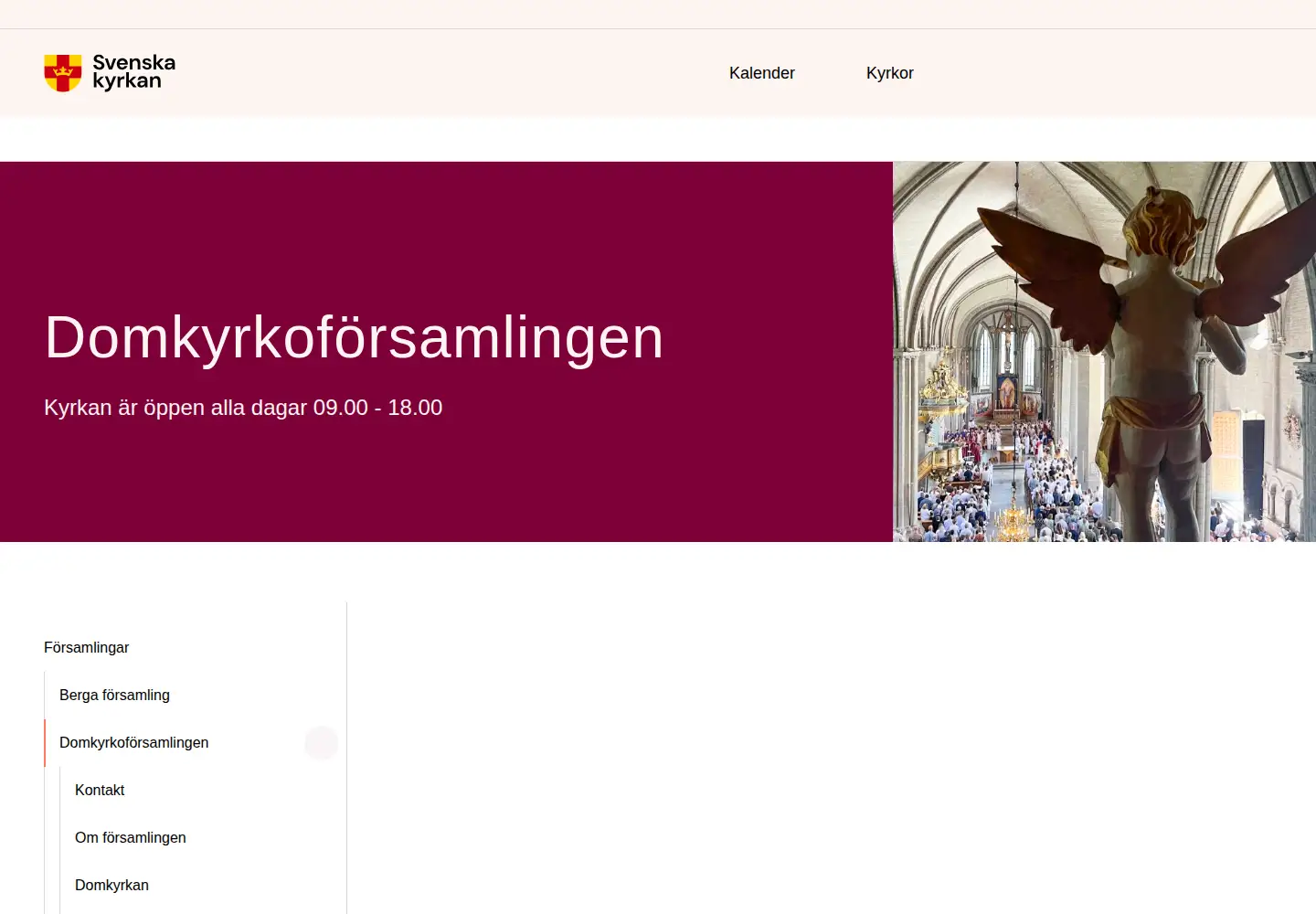 Captured homepage of linkopingsdomkyrka.se in the current scan