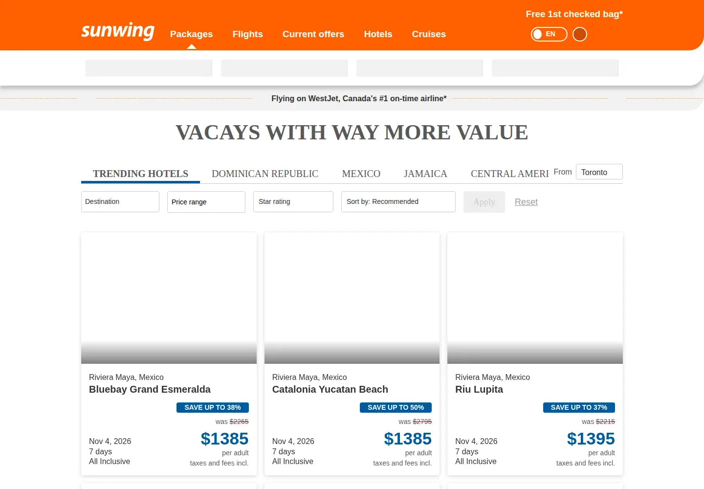 Screenshot of signaturevacations.com