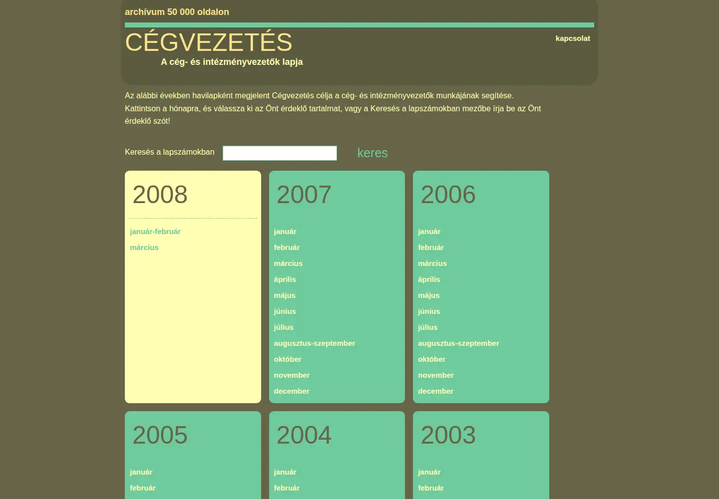 Screenshot of cegvezetes.hu