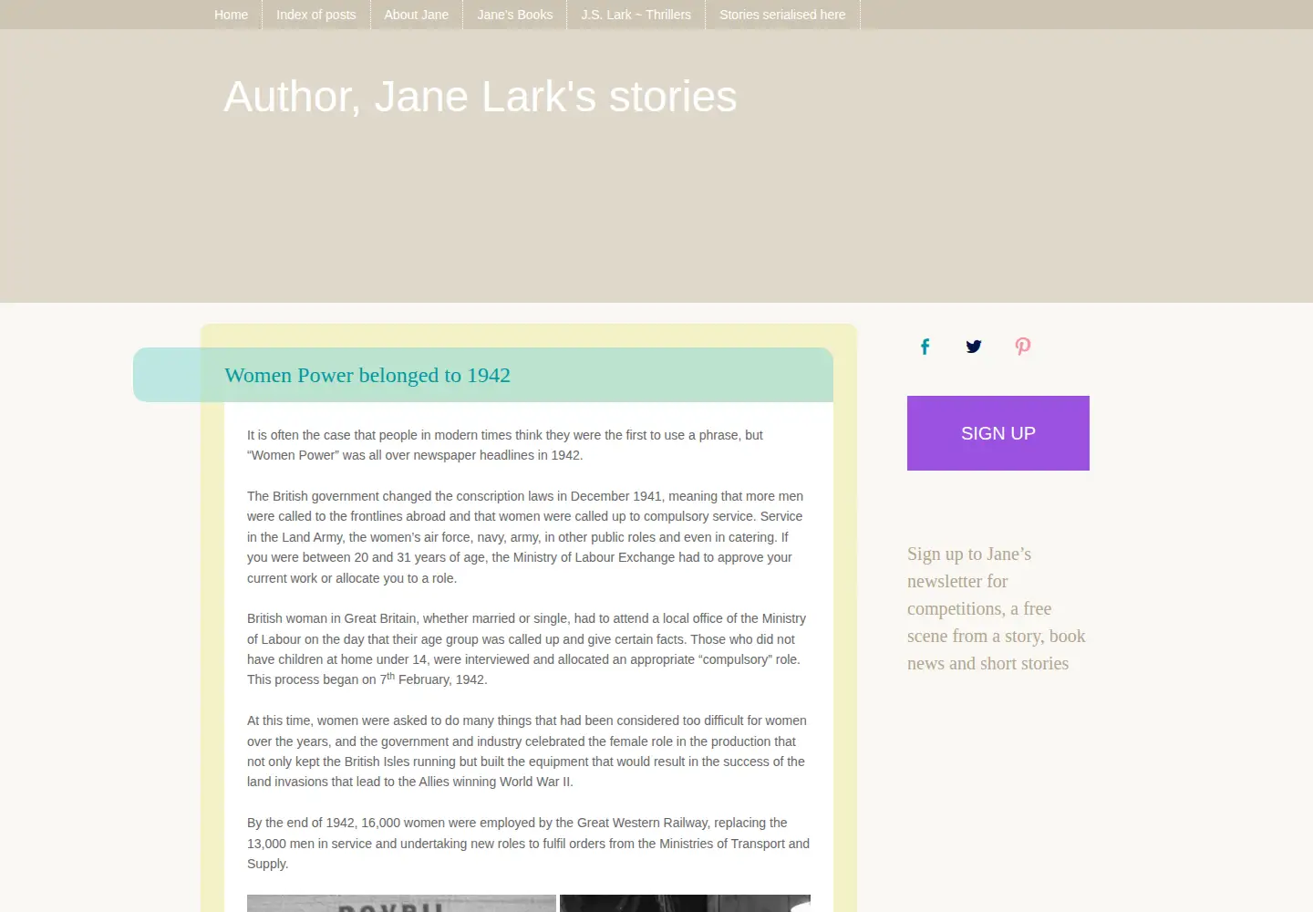 Captured homepage of janelark.blog in the current scan