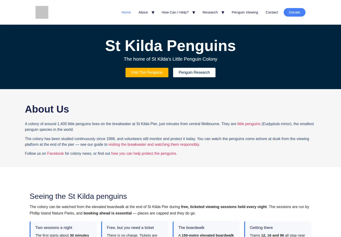 Captured homepage of stkildapenguins.com.au in the current scan