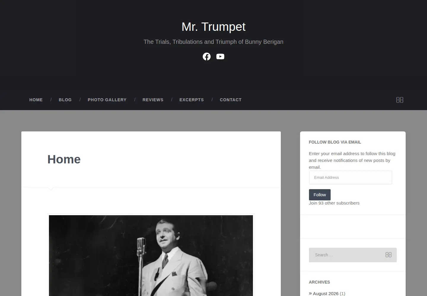 Screenshot of bunnyberiganmrtrumpet.com