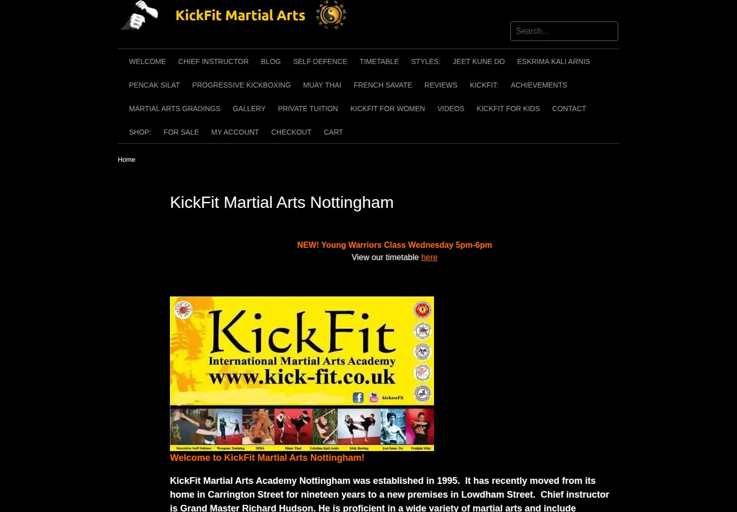 Screenshot of kick-fit.co.uk