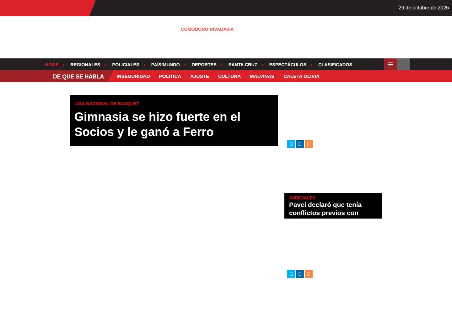 Captured homepage of elpatagonico.net in the current scan
