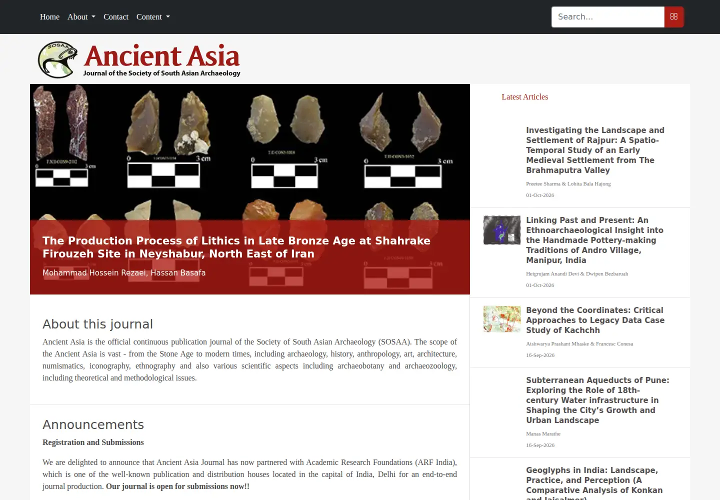 Screenshot of ancient-asia-journal.com