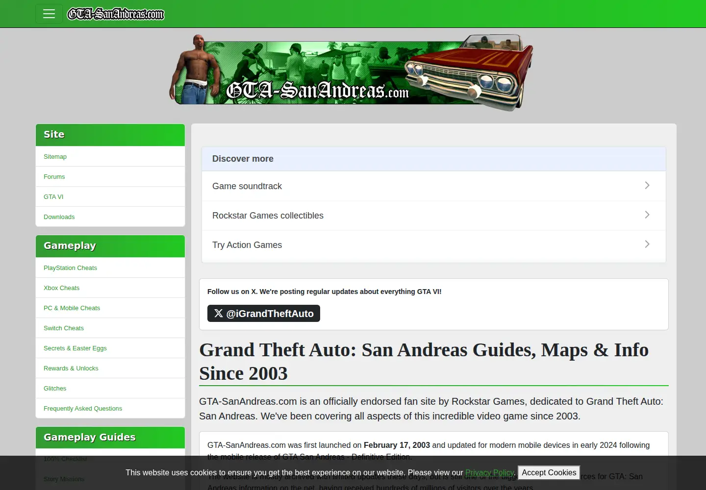 Captured homepage of gta-sanandreas.com in the current scan