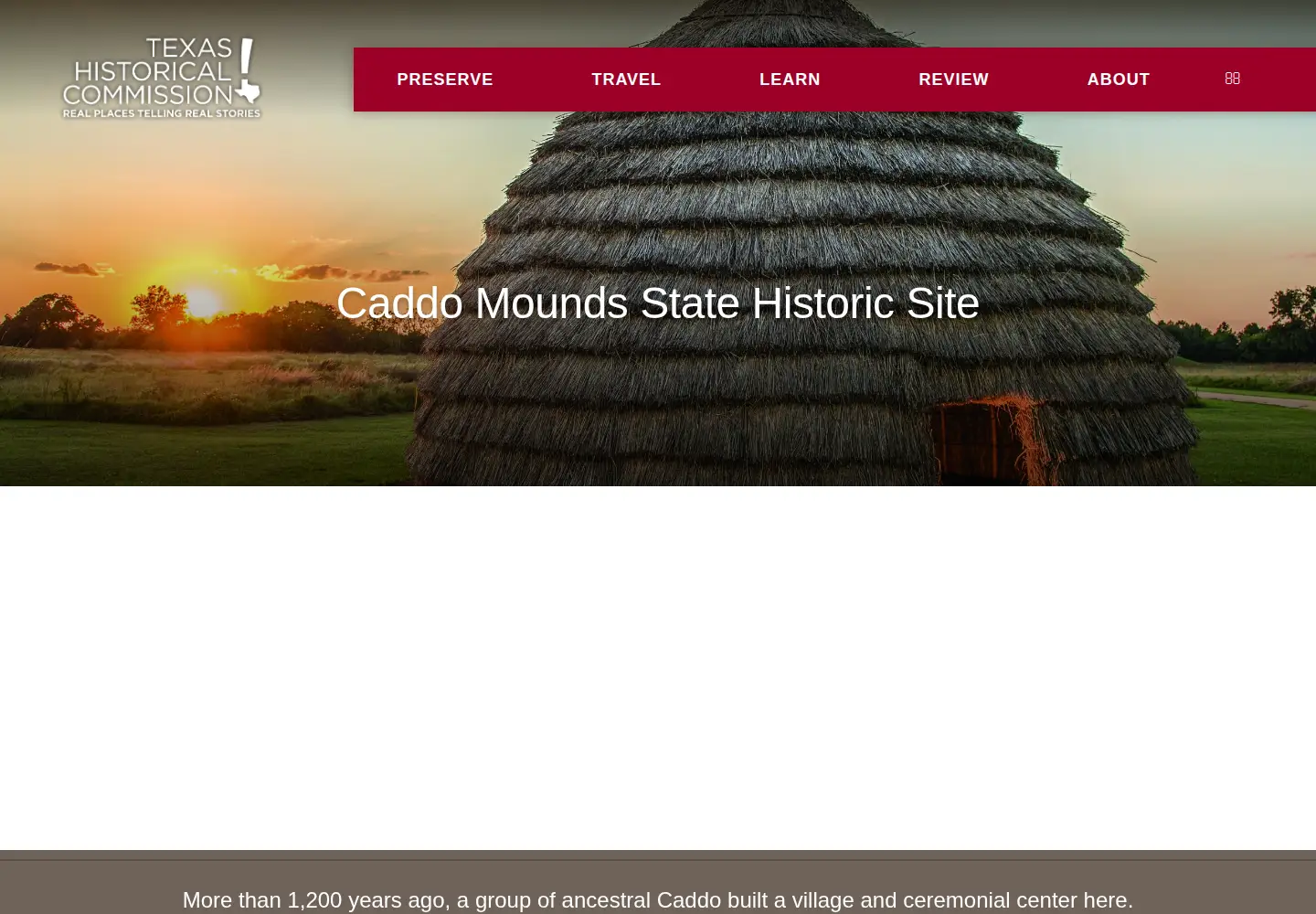 Captured homepage of visitcaddomounds.com in the current scan