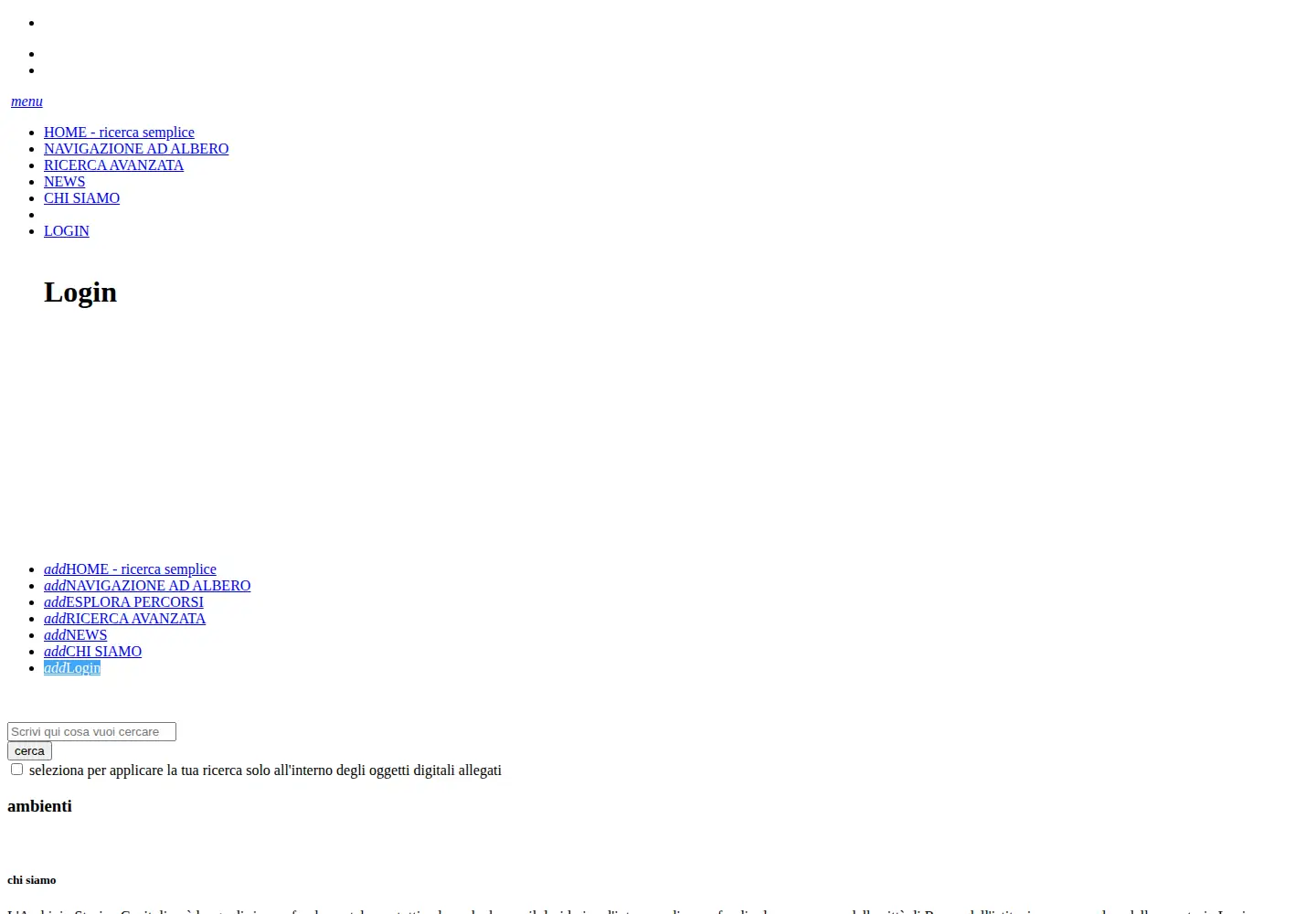 Screenshot of archiviocapitolinorisorsedigitali.it