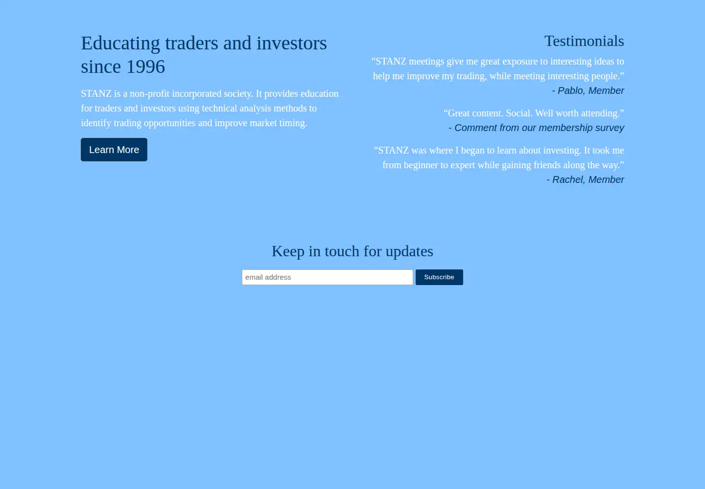 Captured homepage of stanz.co.nz in the current scan