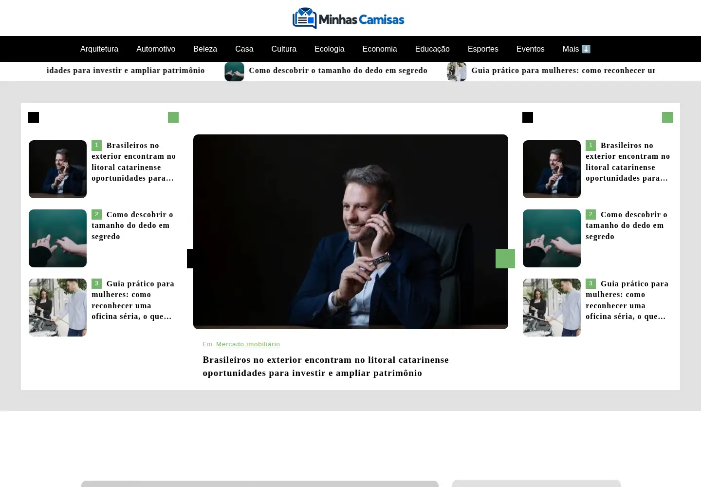 Captured homepage of minhascamisas.com.br in the current scan