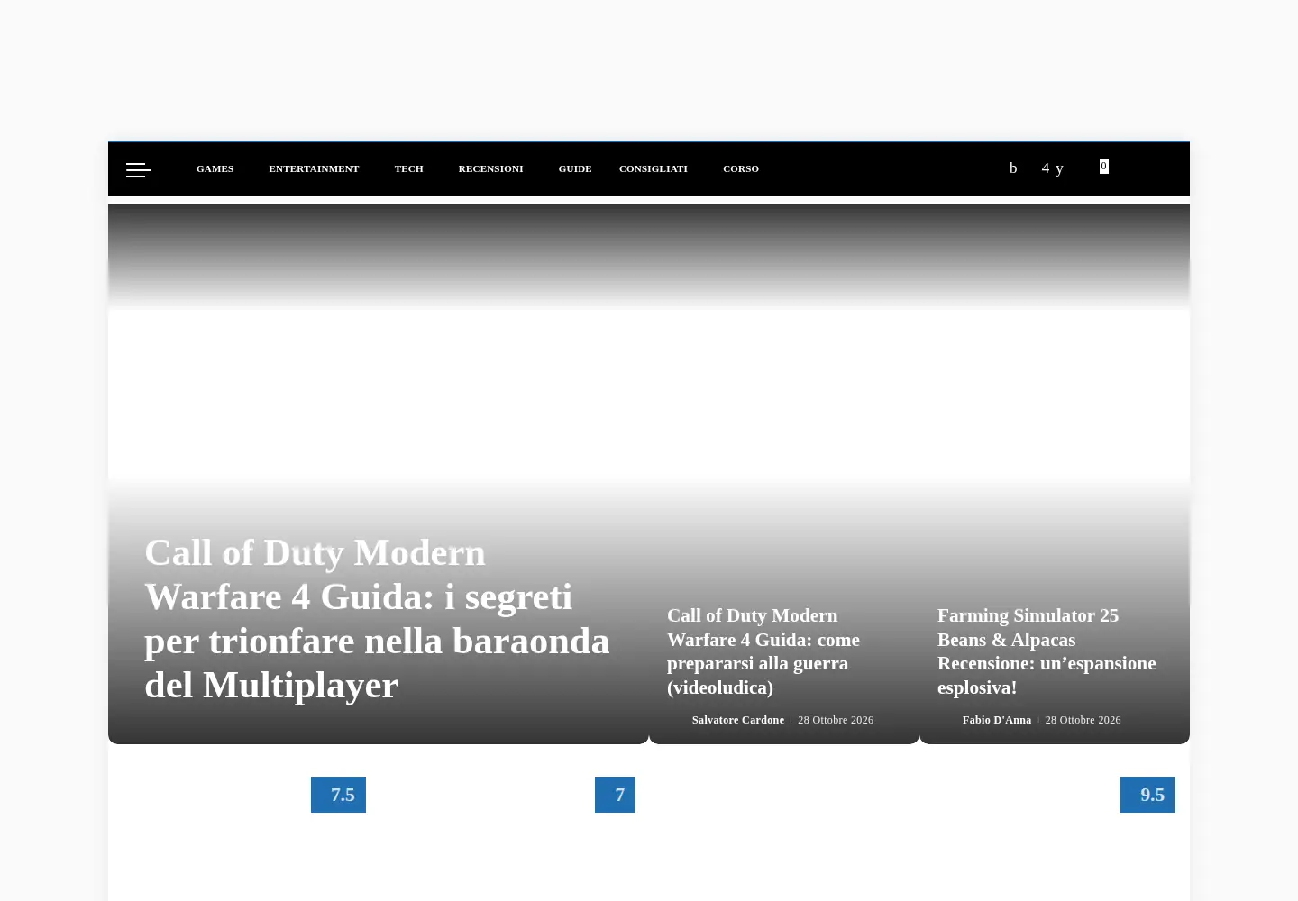 Captured homepage of vgmag.it in the current scan