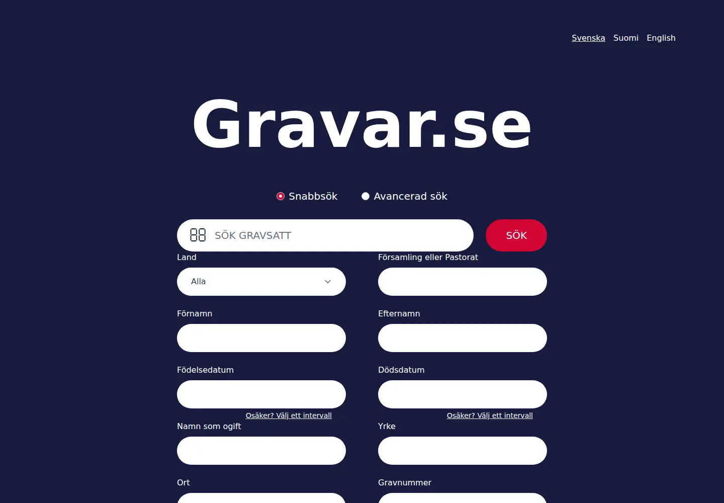 Screenshot of gravar.se
