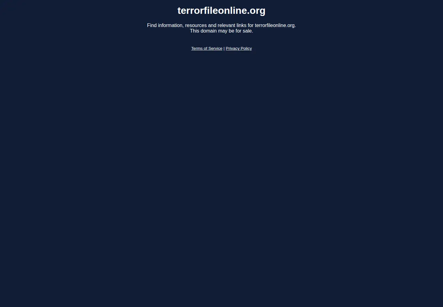 Captured homepage of terrorfileonline.org in the current scan