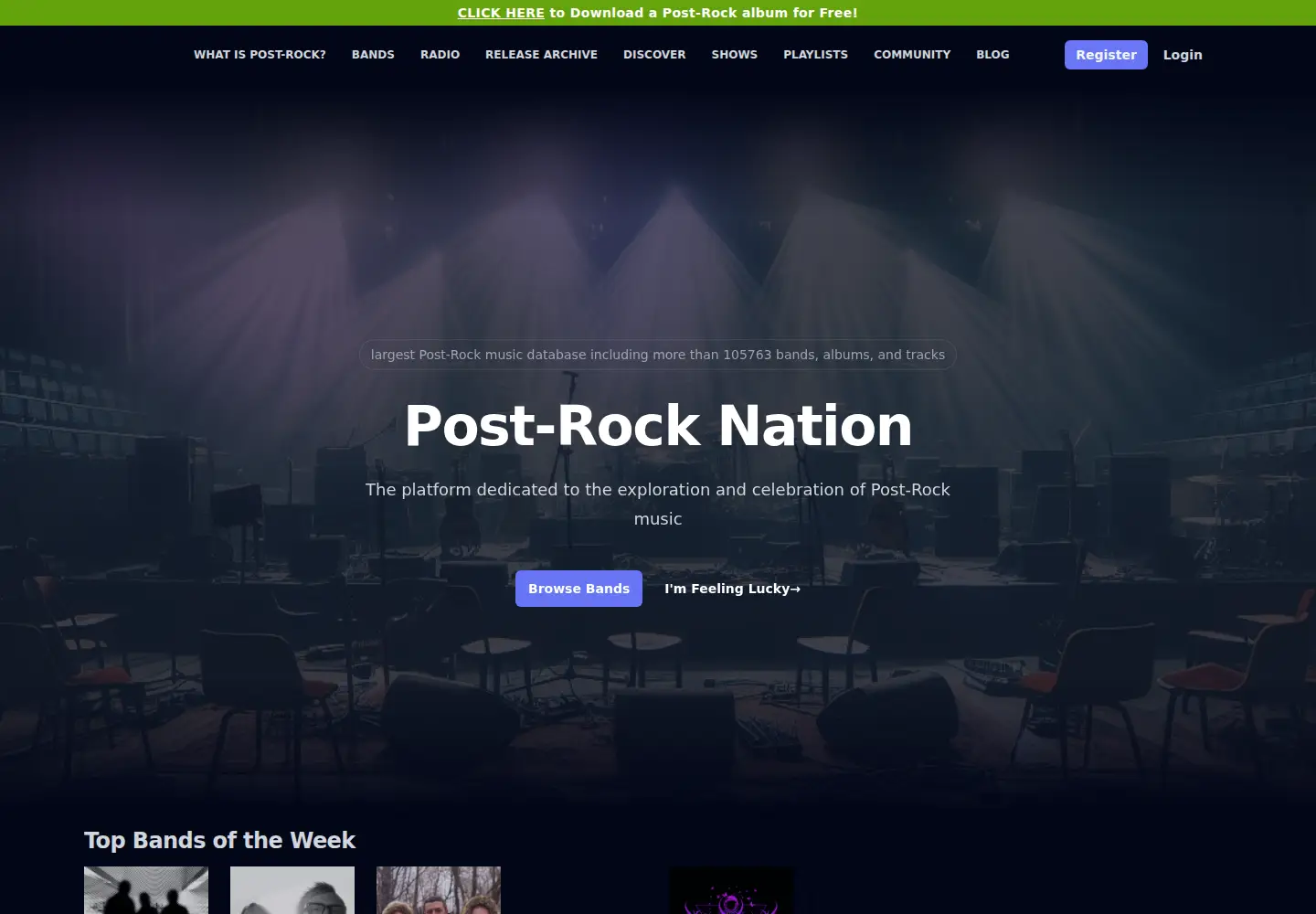 Captured homepage of postrocknation.com in the current scan